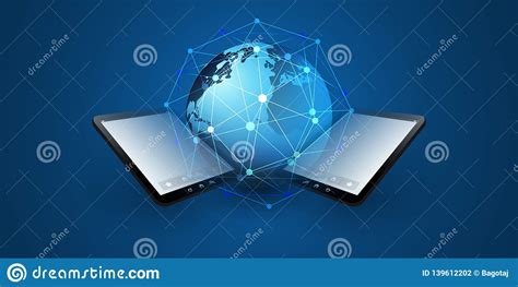Cloud Computing Design Concept With Earth Globe And Tablet Pc Stock