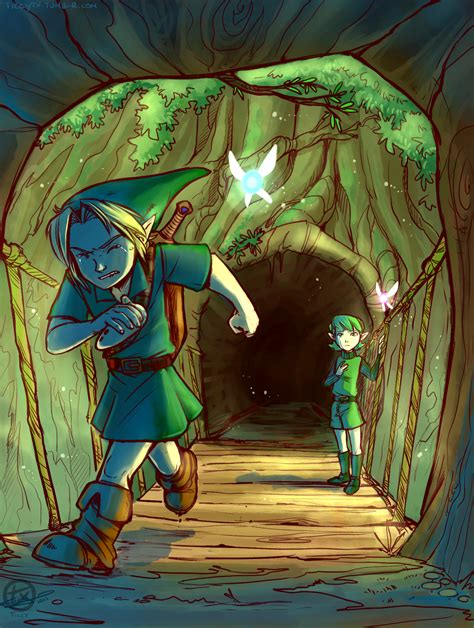 The Legend Of Zelda Ocarina Of Time Link Saria Ocarina Of Time Legend Of Zelda Zelda Art