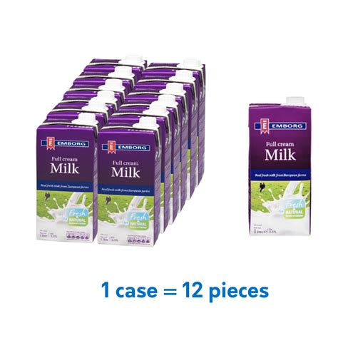 Emborg Full Cream Milk Case 12 X 1l Cartons Blu Coffee
