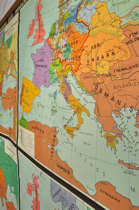 Mid 20th Century Reclaimed Map Of Europe Vintage Accessories