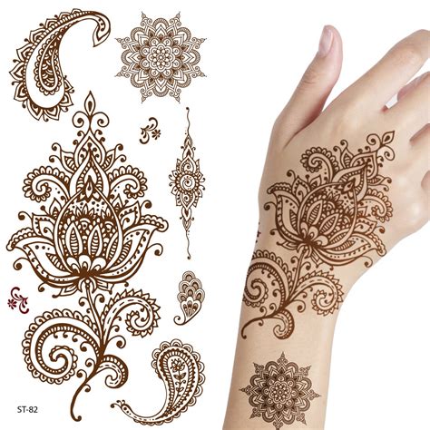 Are you a man who wants a tattoo design inked but aren't sure about the whole 'forever' thing? Amazon.com : Adecco LLC 6 Sheets Flower Temporary Henna ...