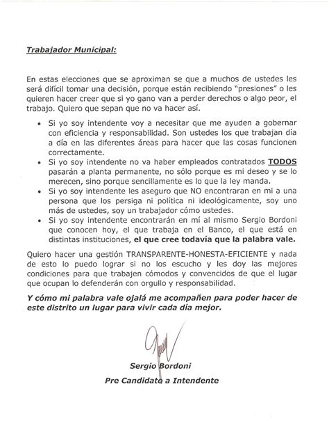 Reflejos 1037 Carta De Sergio Bordoni A Los Empleados Municipales