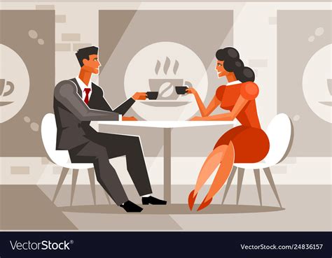 Young Couple Drinking Coffee Royalty Free Vector Image