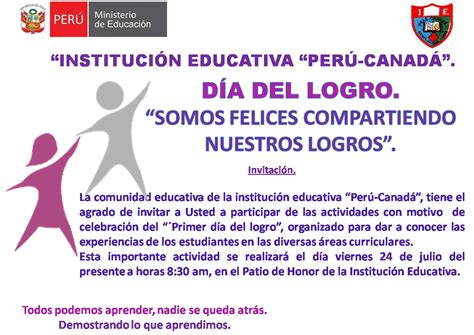 Institución Educativa Perú Canadá Primer Día Del Logro