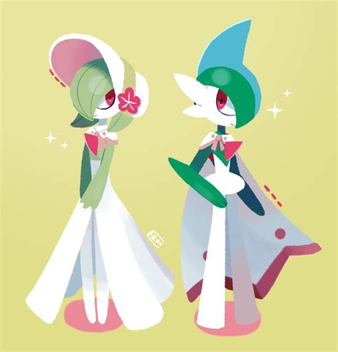 Gardevoir Gallade And Gardevoir Pokemon And 2 More Drawn By