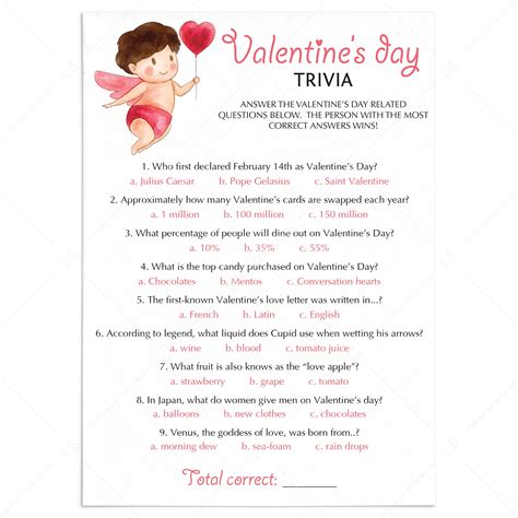 Valentines Day Travia Questions Work Sheet 2023 Get Valentines Day