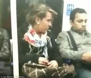 Strangers On A Train Not Anymore Sleepy Woman Passenger Snuggles Up To Startled Tube Commuter