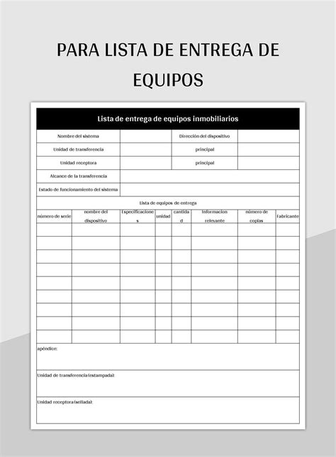 Plantilla De Formato Excel Para Lista De Entrega De Equipos Y Hoja De