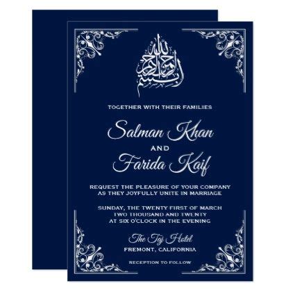 This print ready wedding invitation card design includes a 5 x 7in , 300 dpi print ready cmyk, psd file. Midnight Blue Islamic Muslim Wedding Invitation - wedding ...
