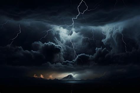 Premium Ai Image Nocturnal Lightning Thunderstorms Dramatic Clouds