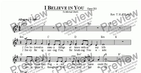 I Believe In You Download Sheet Music Pdf File