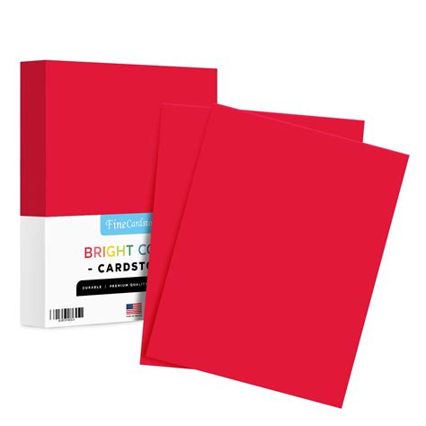 Red Premium Colored Card Stock Paper Medium Weight 65lb Cardstock