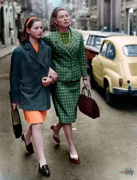 Ingrid Bergman 1915 1982 And Her Daughter Isabella Rosellini 1952 On A Street In Paris In