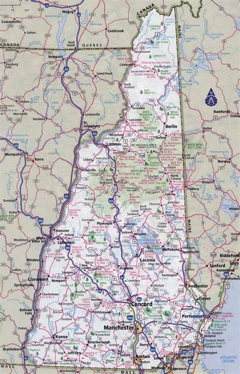 Map Of New Hampshire Roads And Highways Free Printabl