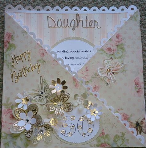 Daughter 50th Birthday Box Card Gold Flowers Special Birthday