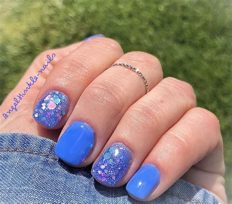 Blue Glitter Dip Powder Nails Sns Nails Colors Dipped Nails Dip