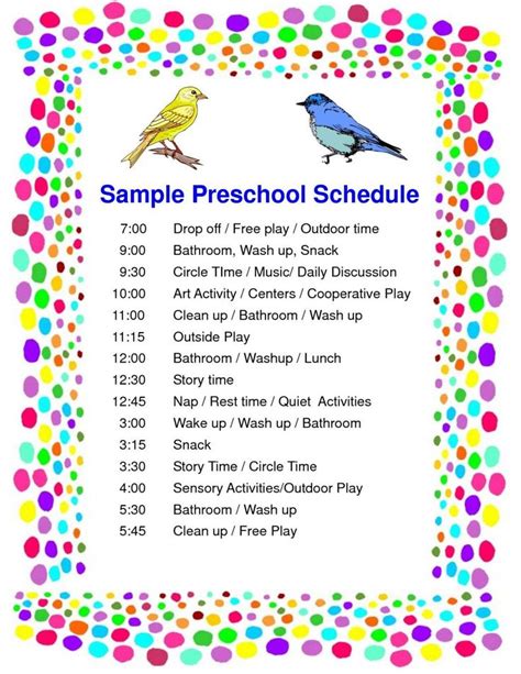 Explore Our Example Of Preschool Classroom Schedule Template Daily