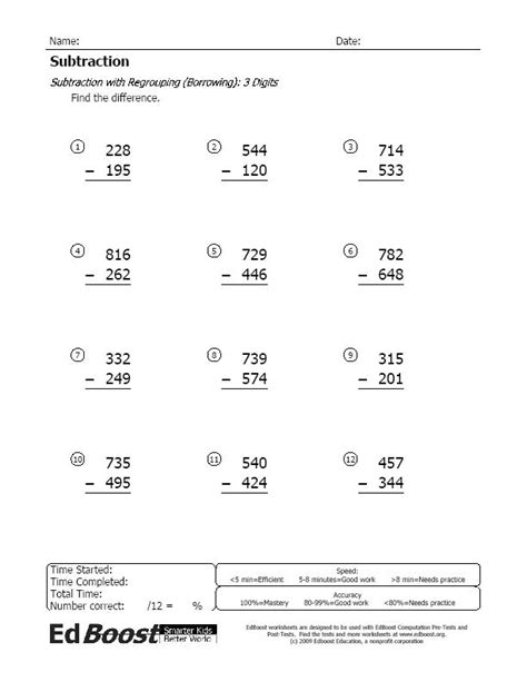 Subtraction with regrouping worksheets 3. Subtraction With Borrowing | EdBoost