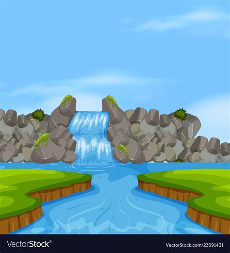 Waterfall Nature Landscape Scene Royalty Free Vector Image