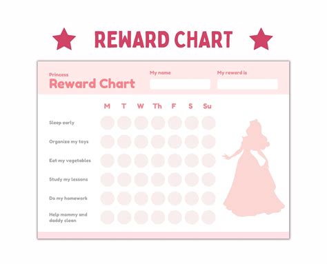 Princess Reward Chart The Week Of Reward Chart Printable Etsy In 2022