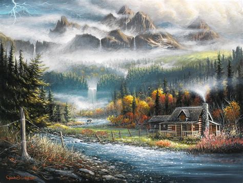 Landscape Painting Limited Edition Print Paradise Valley Wildlife