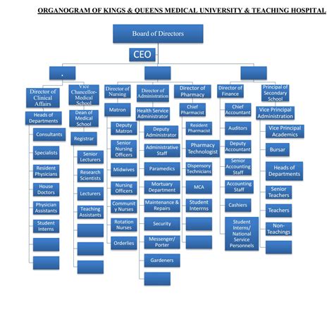 Organogram Of Kqth Kings And Queens Medical University Teaching