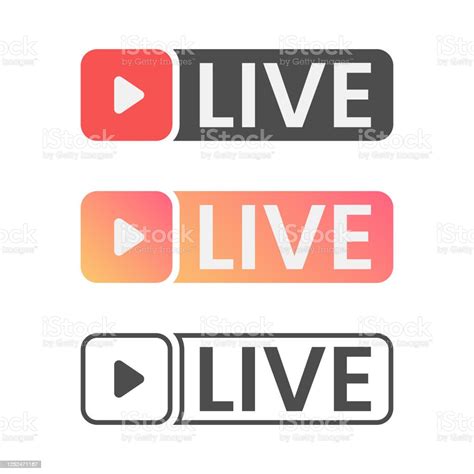 Live Stream Icon Set Vector Design Stock Illustration Download Image