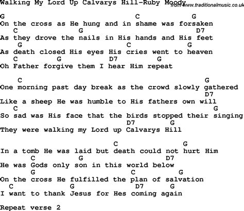 Country Southern And Bluegrass Gospel Song Walking My Lord Up Calvary