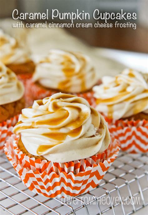 Caramel Pumpkin Cupcakes With Caramel Cinnamon Cream Cheese Frosting