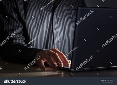 Late Night Internet Addiction Or Working Late Man Using