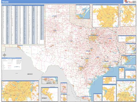 Texas Zip Code Wall Map Basic Style By Marketmaps Map