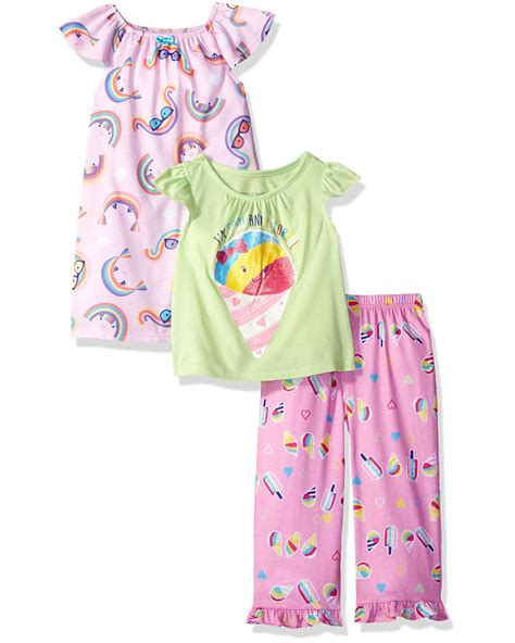 Komar Kids Girls Pajamasgraphic Tee Nightgown And Boxer Pants