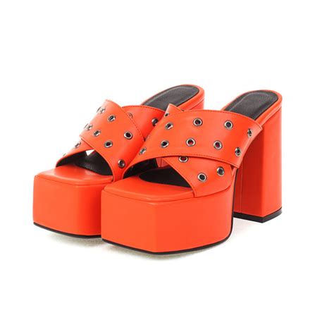 2022 summer new women s orange waterproof hollow high heeled sandals slippers
