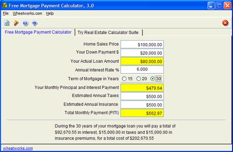 Filegets Free Mortgage Payment Calculator Screenshot Calculate