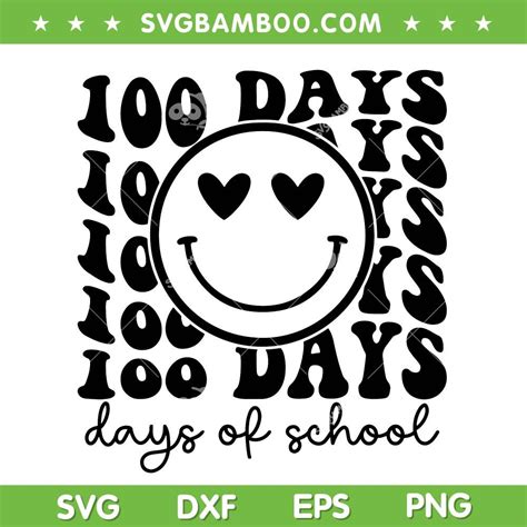 Smiley 100 Days Of School Svg Png Retro Smiley Face Days Of School Svg
