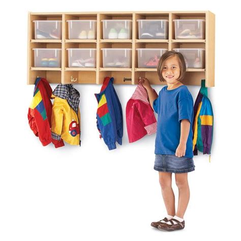 Maplewave 10 Section Wall Mount Coat Locker With Clear Cubbie Trays