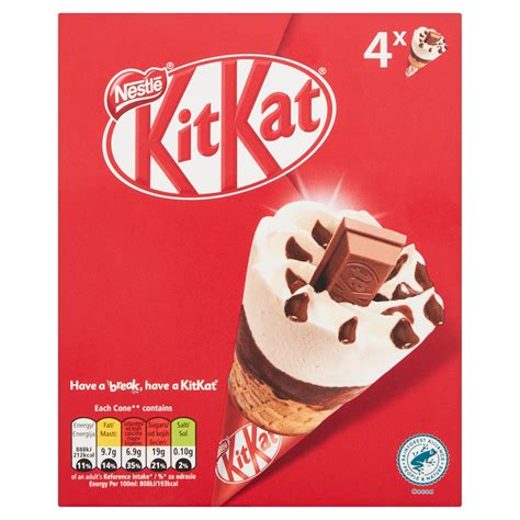 Kitkat Vanilla And Chocolate Ice Cream Cones 4 X 110ml Ice Cream Cones