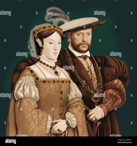 Vector Painting Of King Henry VIII And His Third Wife Jane Seymour