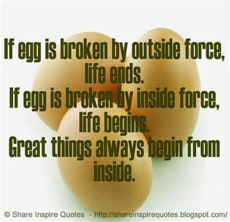 If Egg Is Broken By Outside Force Life Ends If Broken By Inside Force