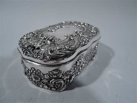 Antique Gorham Sterling Silver Jewelry Box With Floral Repousse For