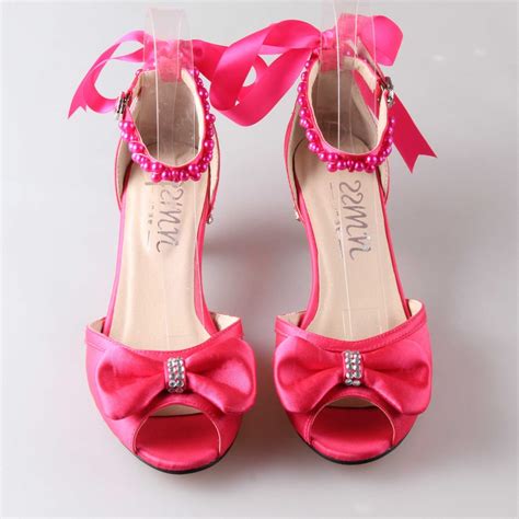 Buy Fashion Hot Pink Med Low Heel Sandals Dorsay