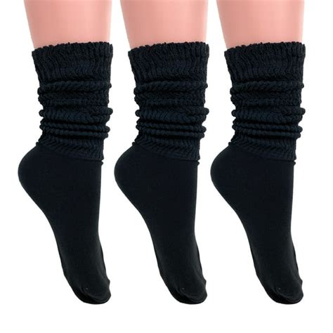 Awsamerican Made Lightweight Slouch Socks For Women Extra Thin Black