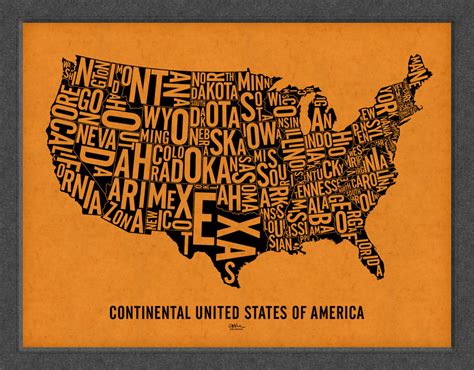 Usa And Its 48 Contiguous States 25x19 Map Poster By Designerdad