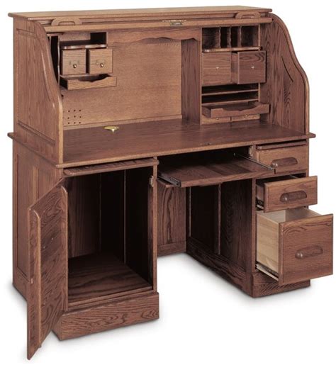 Buying an ergonomic computer desk with matching file cabinet uhuru furniture & collectibles: Solid Oak Deluxe Rolltop Computer Desk With CPU Cabinet ...