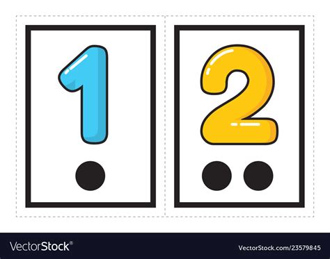 Download free printable number flash cards. Printable flash card collection for numbers Vector Image