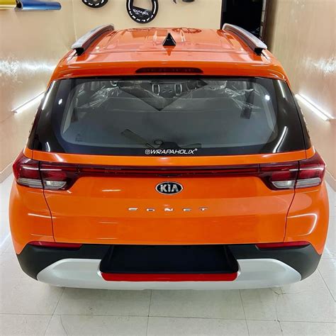 Modified Kia Sonet Looks Stunning With Bright Orange Wrap