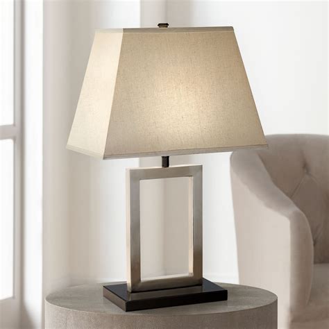 360 Lighting Modern Accent Table Lamp 2275 High Brushed Steel Open