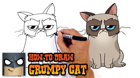 How To Draw Grumpy Cat Step By Step Drawing Tutorial Video In 2020