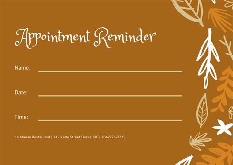 Templates Branding Card Design Diy Appointment Reminder Card Template