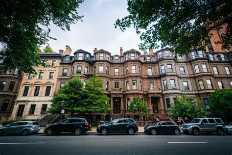 Historic Residential Buildings Along Commonwealth Avenue In Back Bay